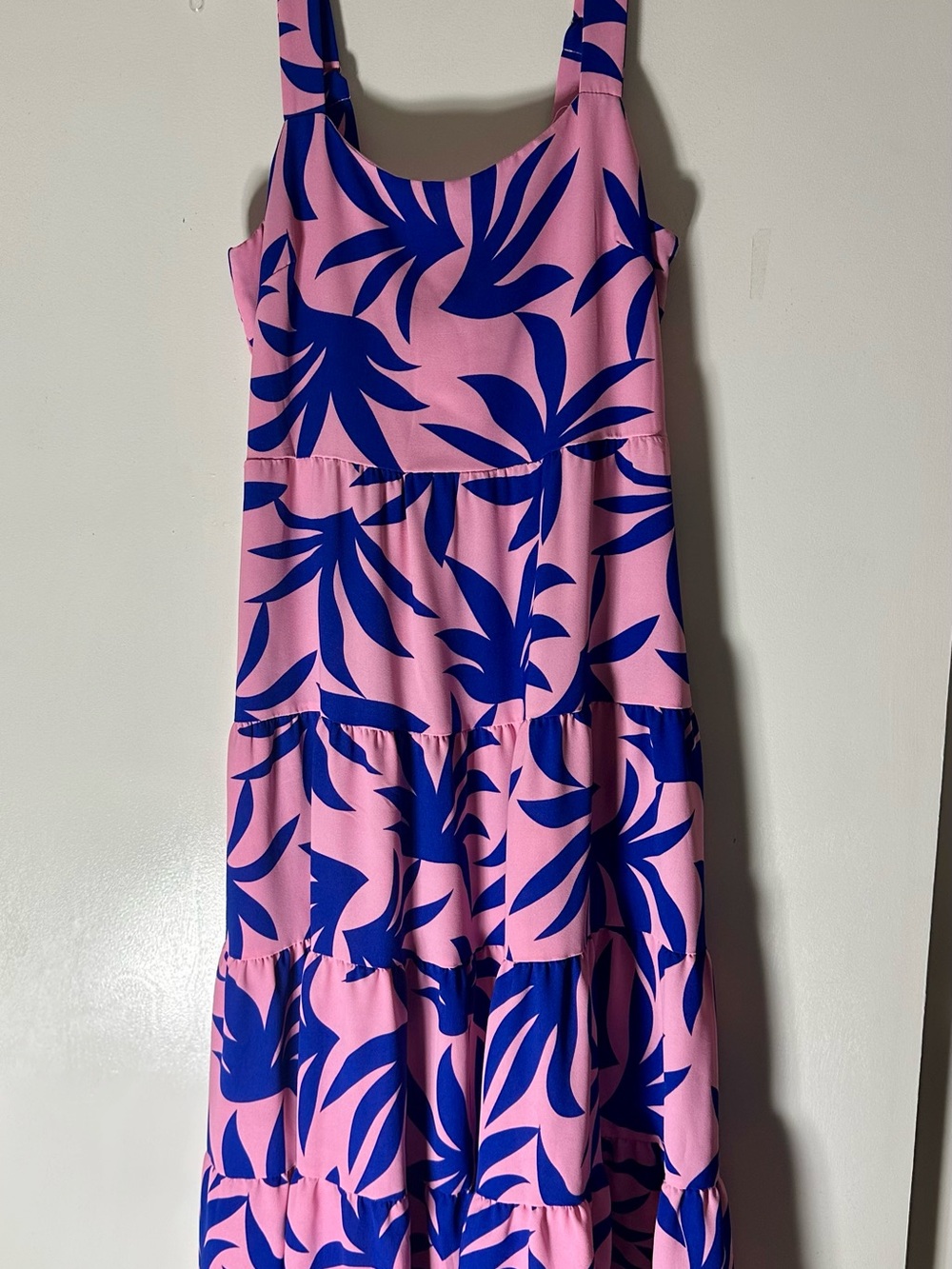 Women’s Pink & Blue Midi Tank Dress - Floral Print